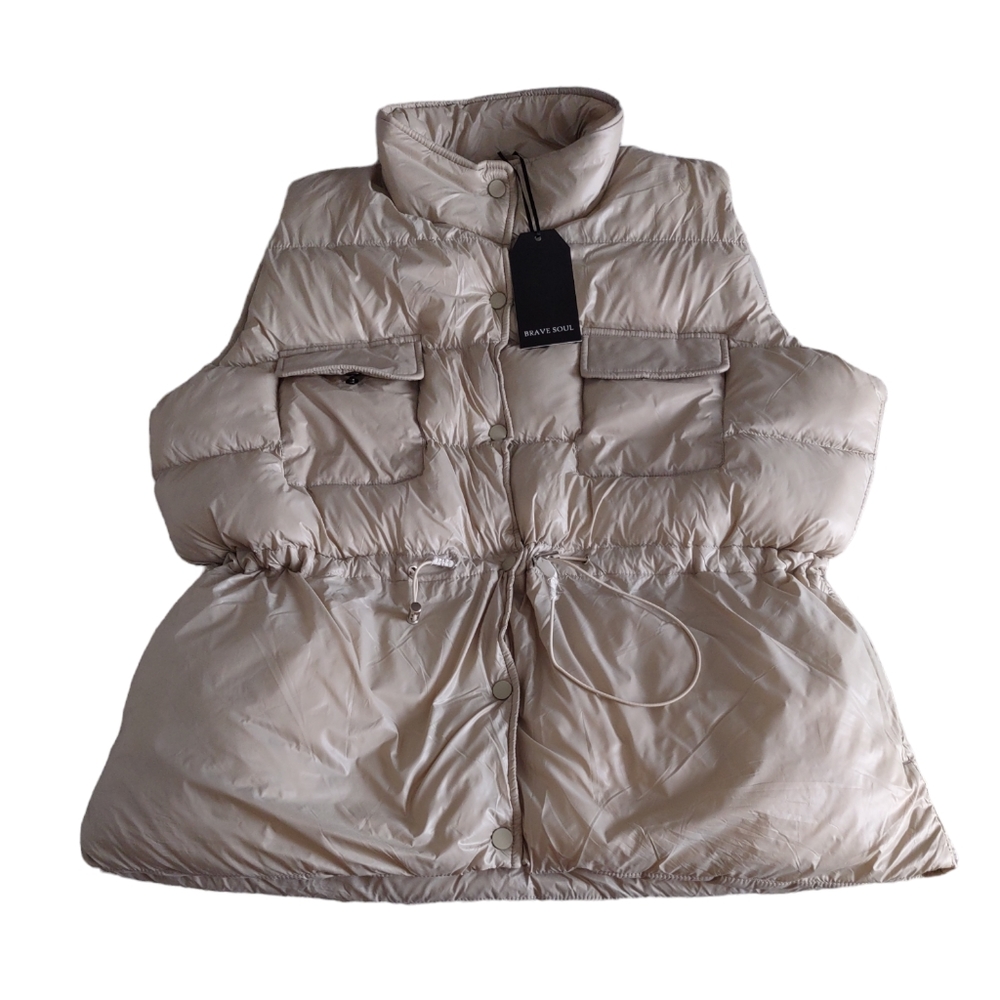 Brave Soul Puffer Vest Womens 14 Cinch Waist Outdoor